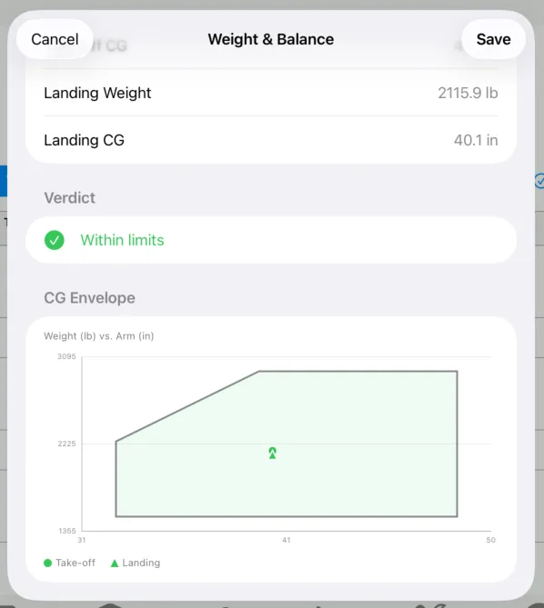 center of gravity envelope