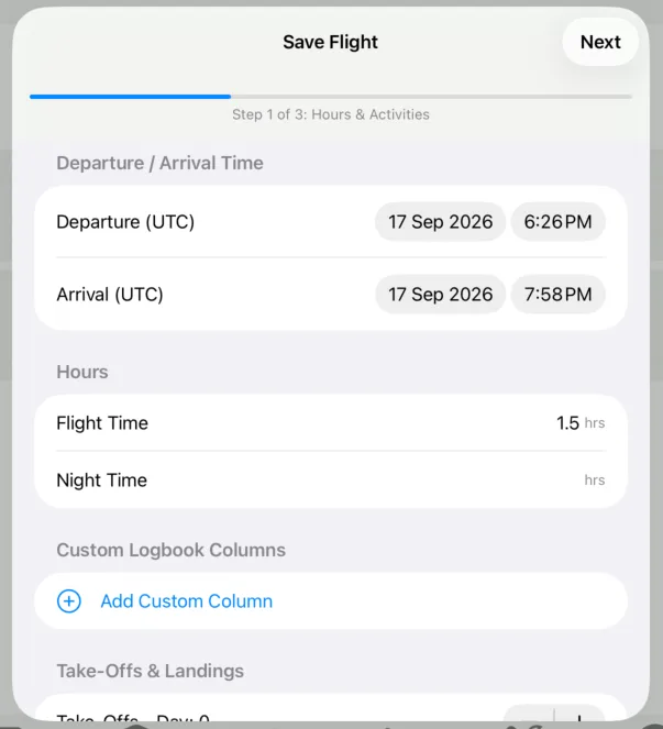 save flight modal