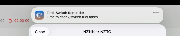 fuel tank switch reminder notification