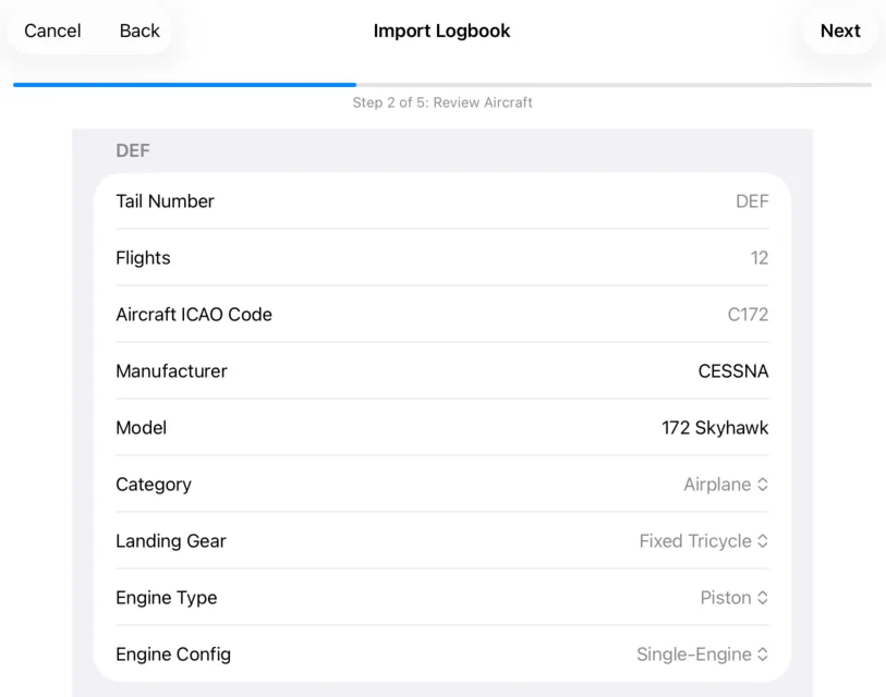 verifying aircraft for import