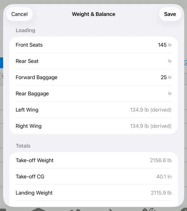 weight and balance calculations